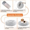 Anti-Slip Round Fluffy Plush Faux Fur Cat Bed,large gray