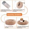 Anti-Slip Round Fluffy Plush Faux Fur Cat Bed, extra large Brown