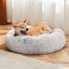 Anti-Slip Round Fluffy Plush Faux Fur Cat Bed,large gray
