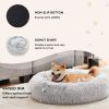 Anti-Slip Round Fluffy Plush Faux Fur Cat Bed,large gray