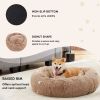 Anti-Slip Round Fluffy Plush Faux Fur Cat Bed, extra large Brown