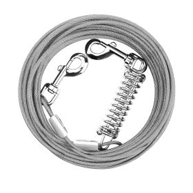 Dog Tie Out Cable Long Dog Leash Chew Proof Lead Dog Chain with Durable Spring 360° Rotatable Clips PVC Case for Outside Yard Caming (Color: Grey)